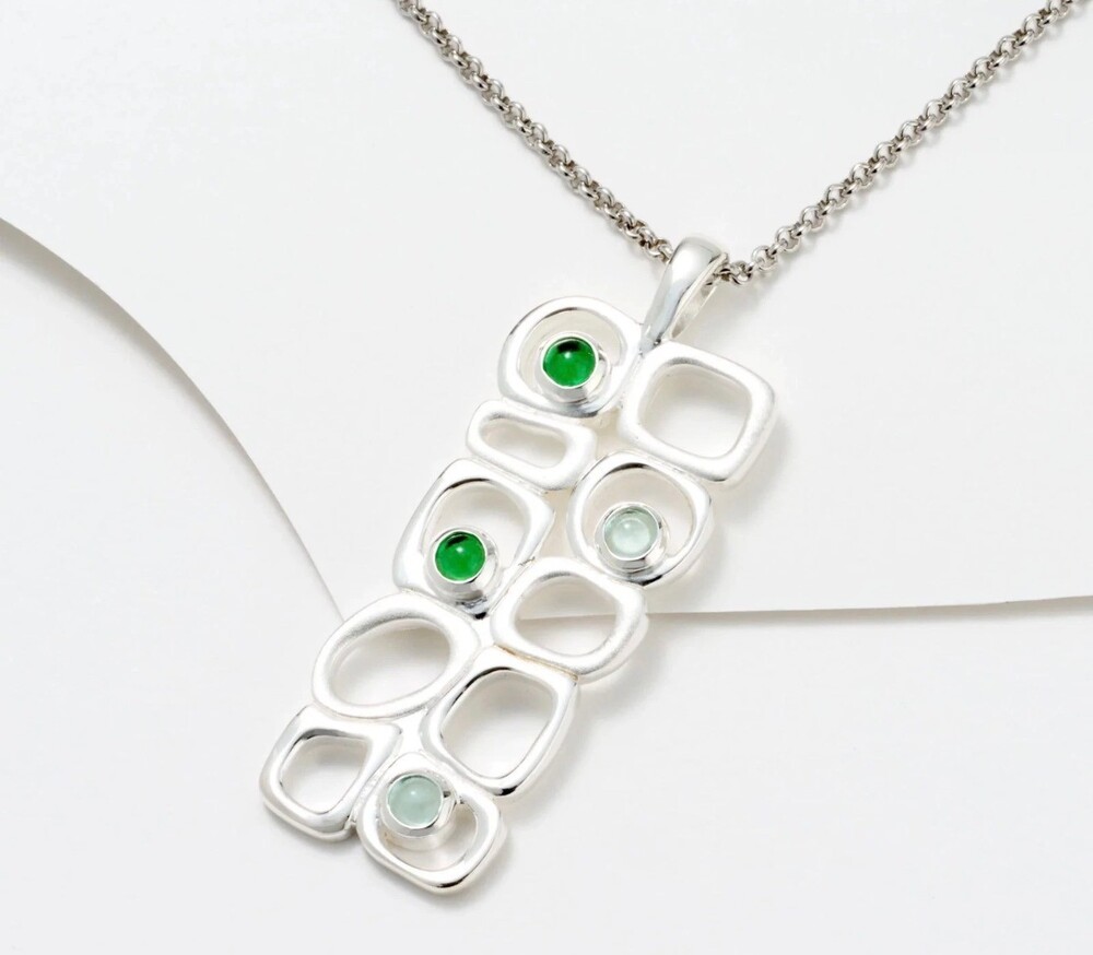 Solvar Sterling Silver Cobblestone Drop Pendant & Chain 20"